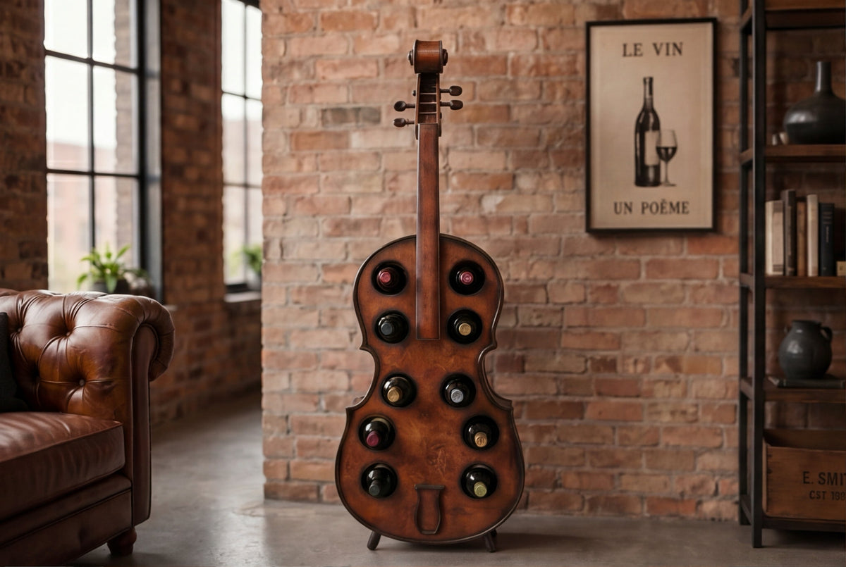 Casier à vin extravagant CELLO 133cm en bois de sapin marron pour 10 bouteilles
