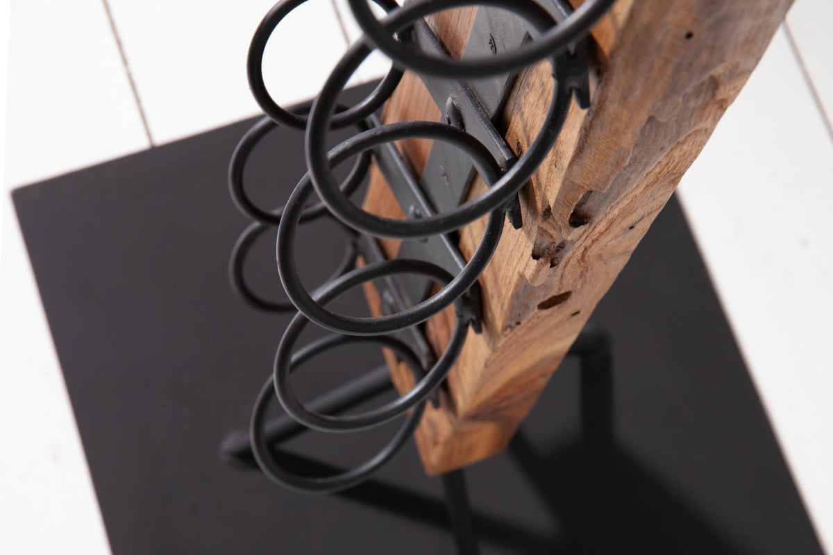 Casier à vin massif BARRACUDA 140cm porte-bouteille rustique en bois de teck