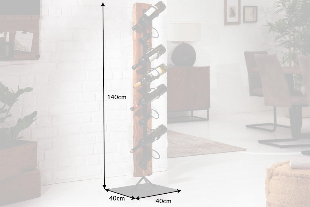 Casier à vin massif BARRACUDA 140cm porte-bouteille rustique en bois de teck
