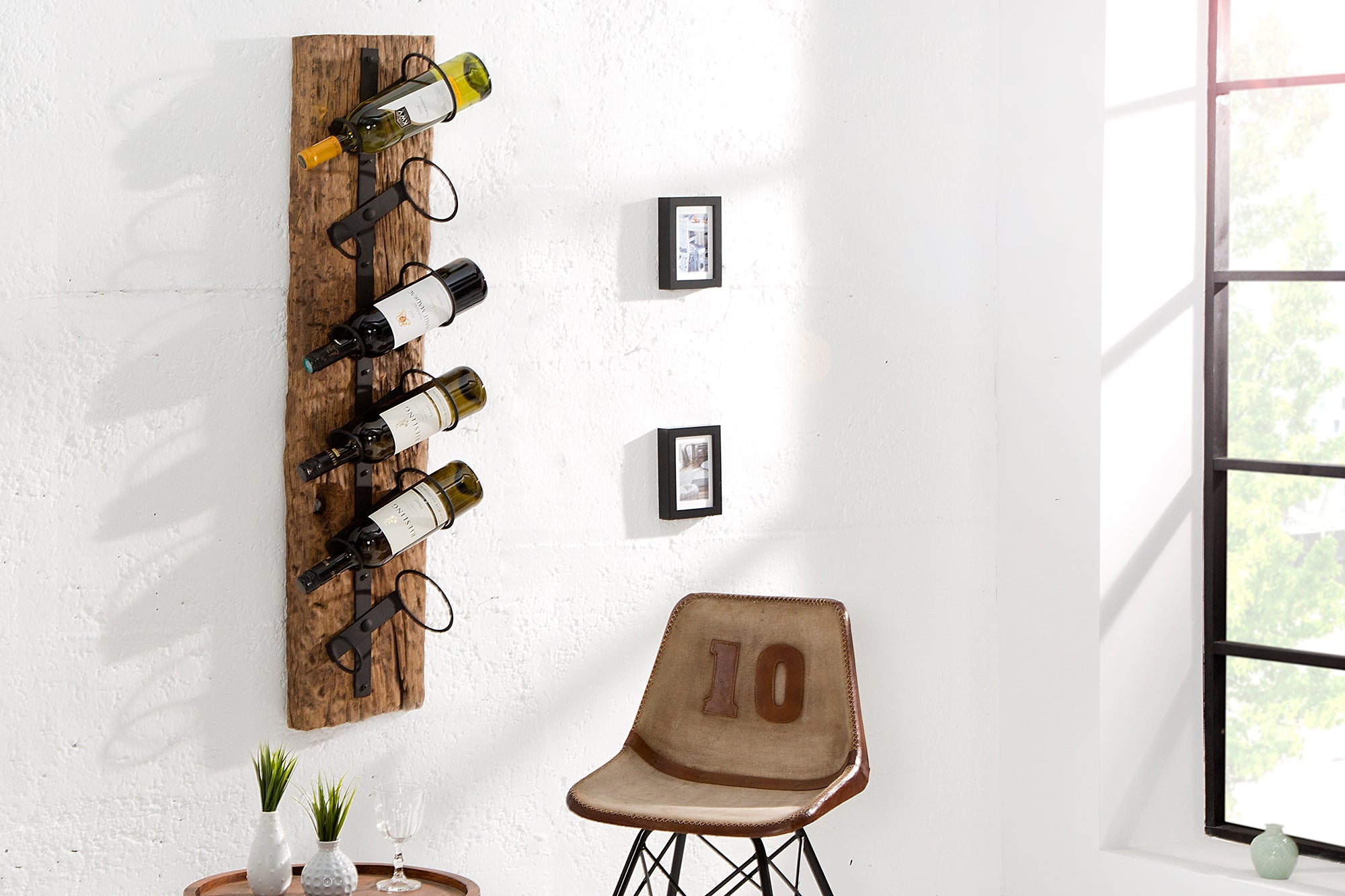 Casier à vin mural massif BARRACUDA 100cm porte bouteille en teck naturel