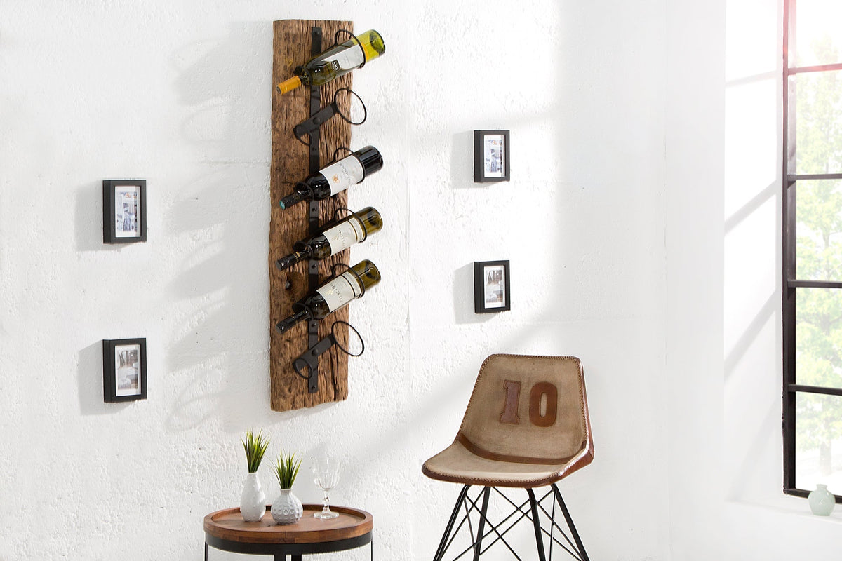 Casier à vin mural massif BARRACUDA 100cm porte bouteille en teck naturel