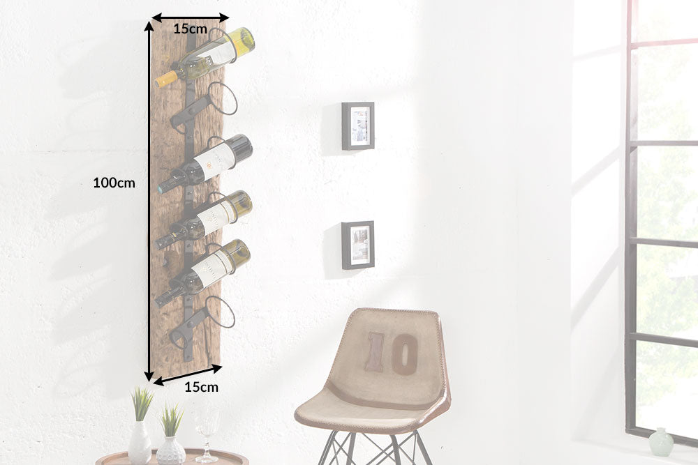Casier à vin mural massif BARRACUDA 100cm porte bouteille en teck naturel