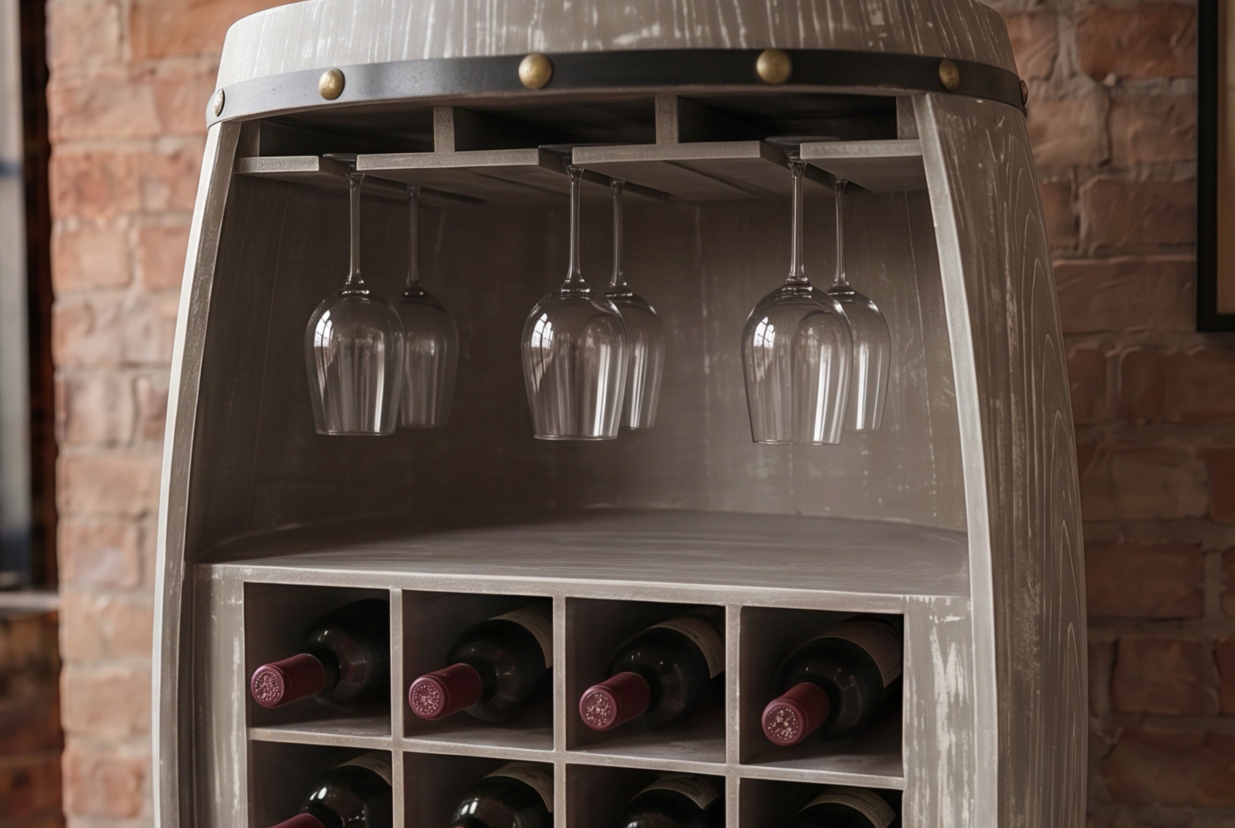Casier à vin Shabby Chic BODEGA Tonneau à vin en pin naturel 100cm pour 24 bouteilles