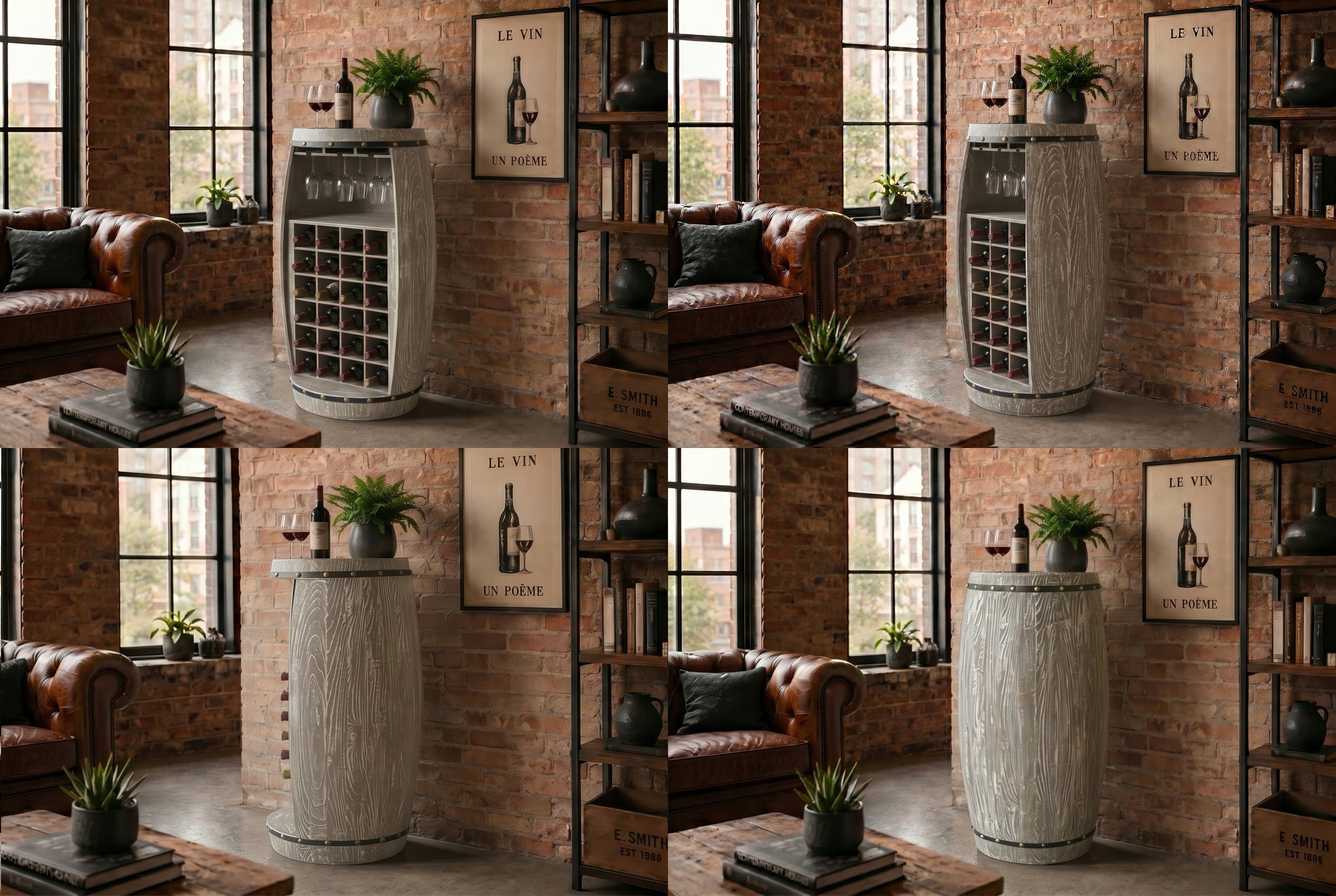 Casier à vin Shabby Chic BODEGA Tonneau à vin en pin naturel 100cm pour 24 bouteilles