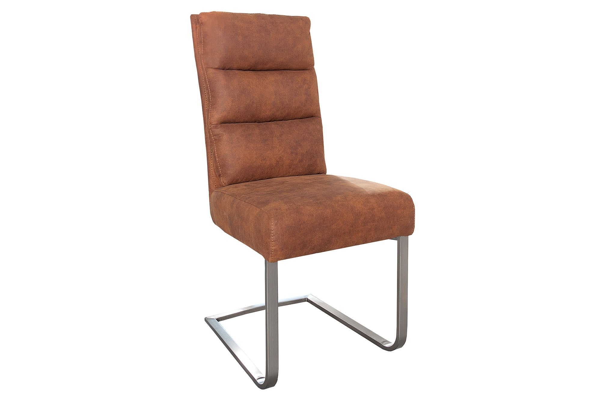 Lote de 2 sillas basculantes de diseño COMFORT de color marrón claro con estructura de acero inoxidable