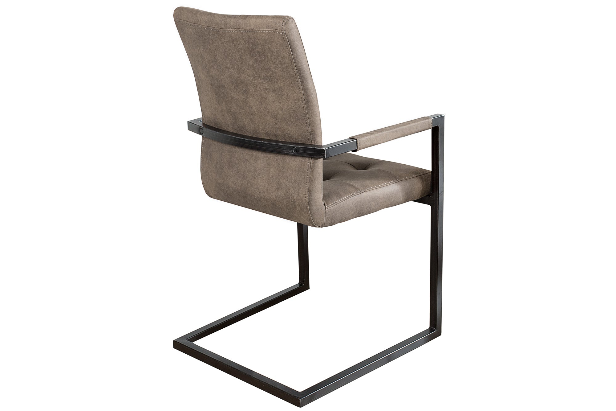 Lote de 2x sillas cantilever de diseño OXFORD en color topo antiguo con reposabrazos de estructura de hierro