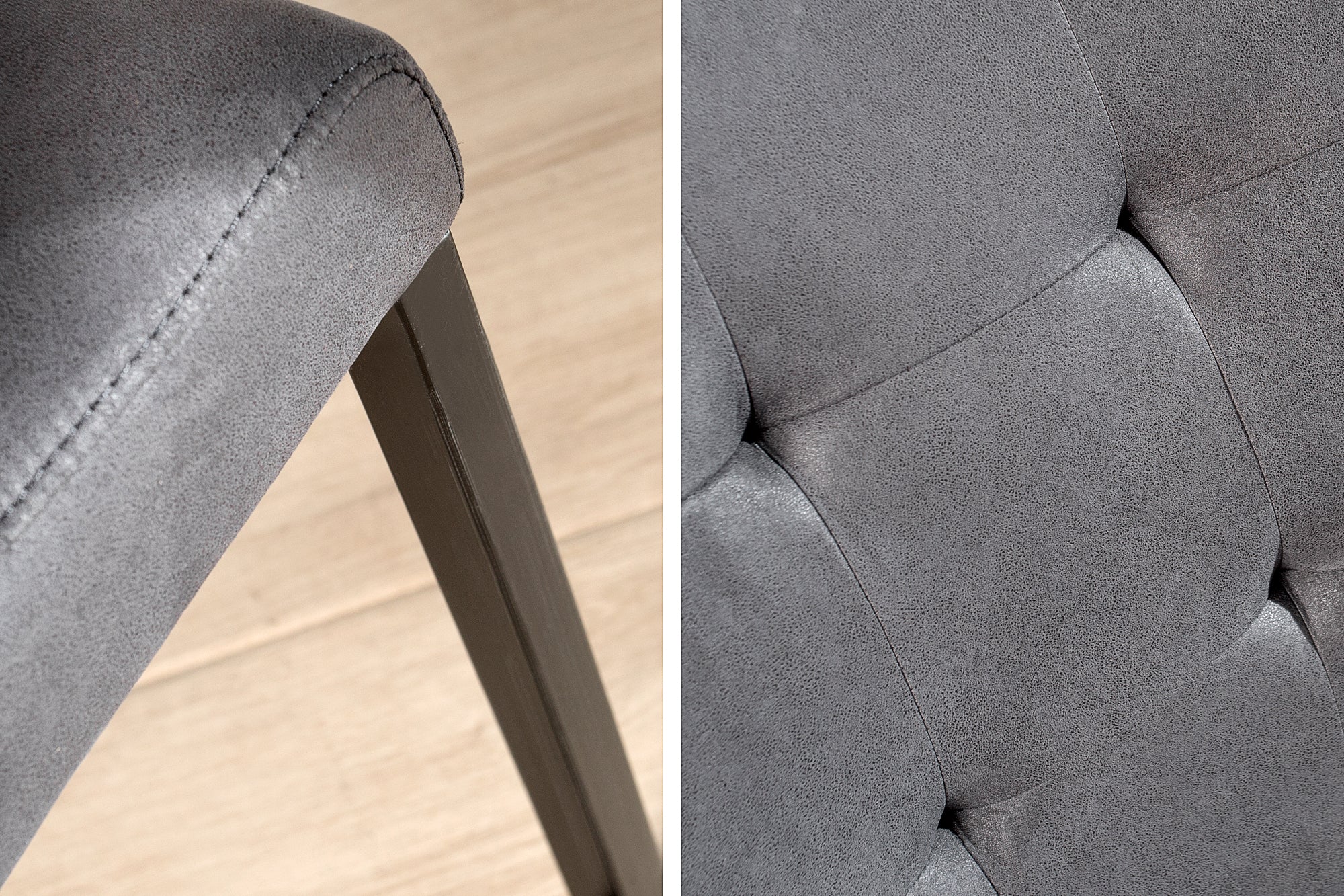 Lote de 2x sillas voladizas de diseño OXFORD vintage de microfibra gris con estructura de metal negro