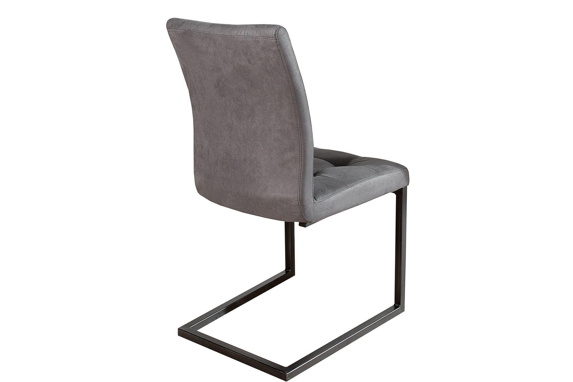 Lote de 2x sillas voladizas de diseño OXFORD vintage de microfibra gris con estructura de metal negro