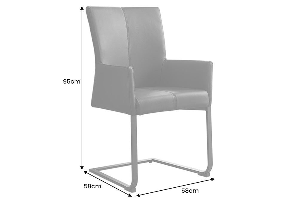 Lot de 2x chaises cantilever moderne SAMSON en cuir véritable noir avec cadre en métal et poignée confortable