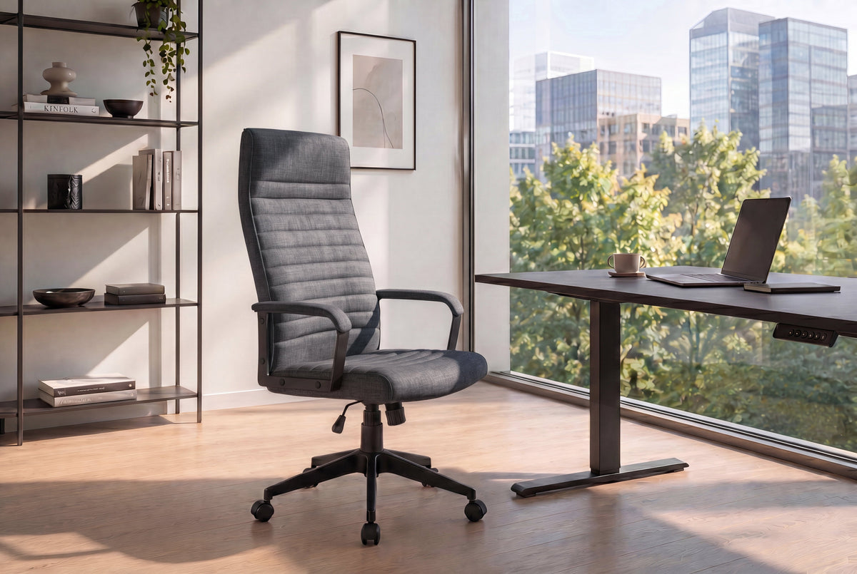 Chaise de bureau réglable en hauteur LAZIO anthracite Vogue velours pivotante avec roulettes