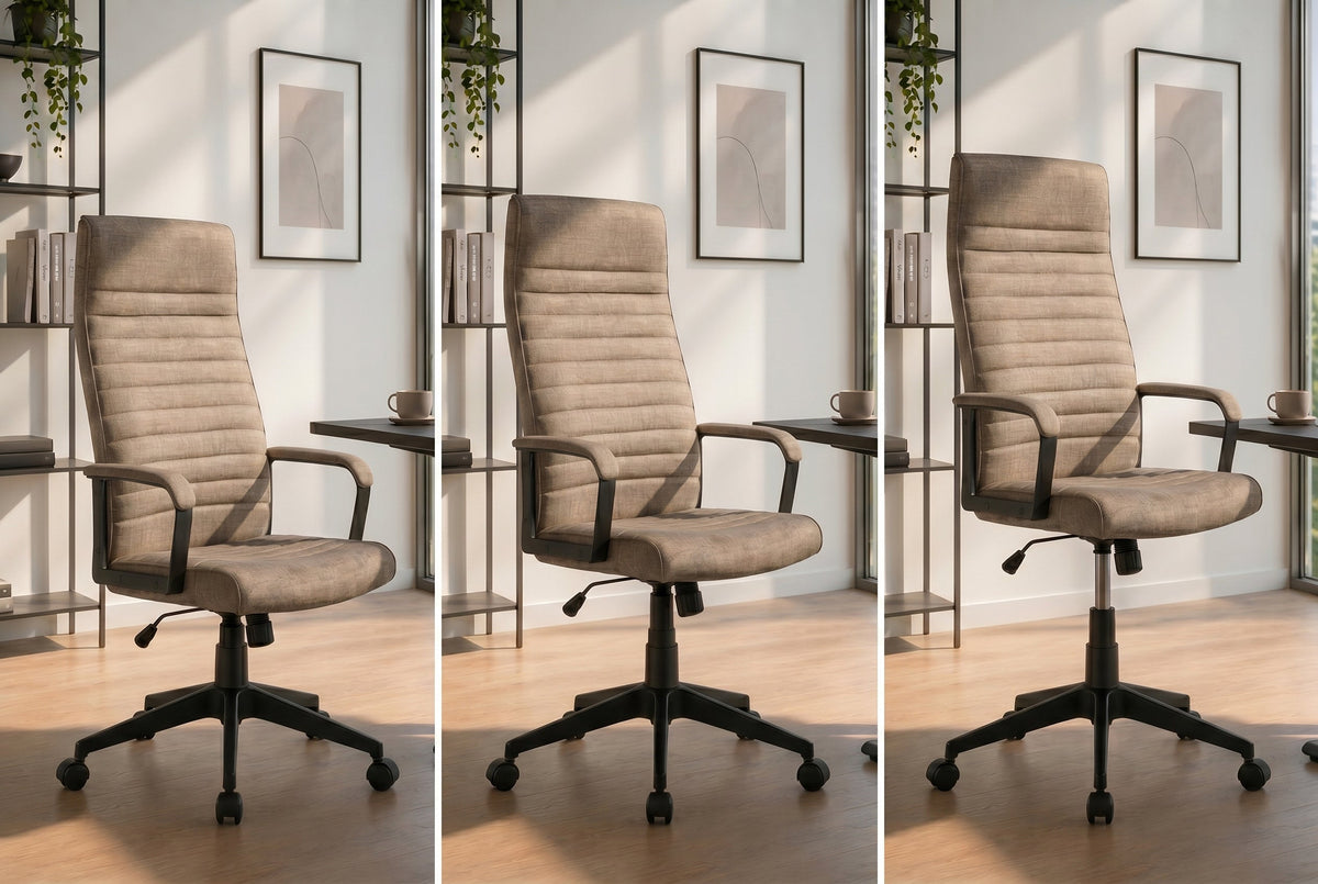Chaise de bureau réglable en hauteur LAZIO taupe Vogue velours pivotante à roulettes