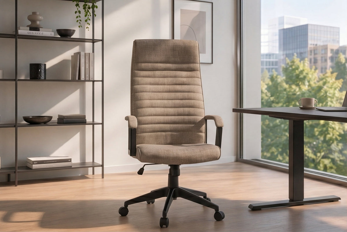 Chaise de bureau réglable en hauteur LAZIO taupe Vogue velours pivotante à roulettes