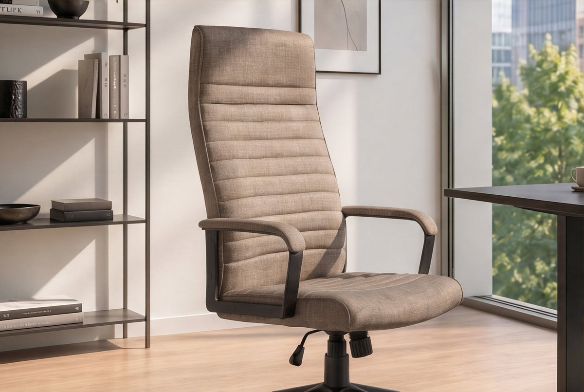 Chaise de bureau réglable en hauteur LAZIO taupe Vogue velours pivotante à roulettes