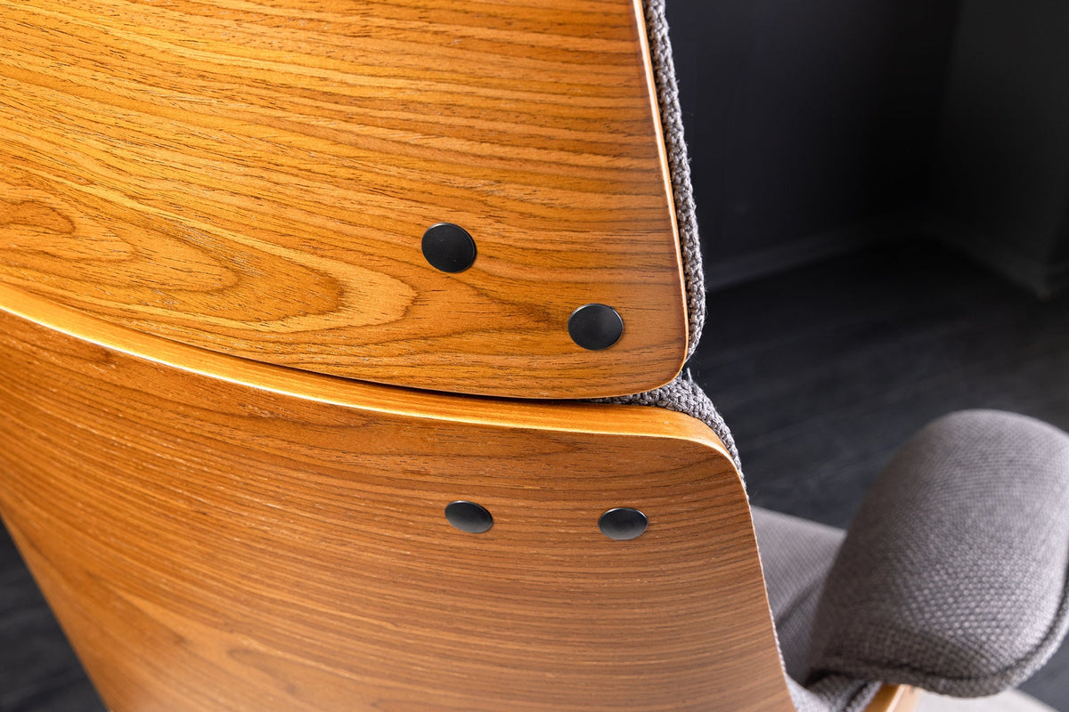 Chaise de bureau réglable en hauteur MANHATTAN noyer gris avec accoudoir rotatif