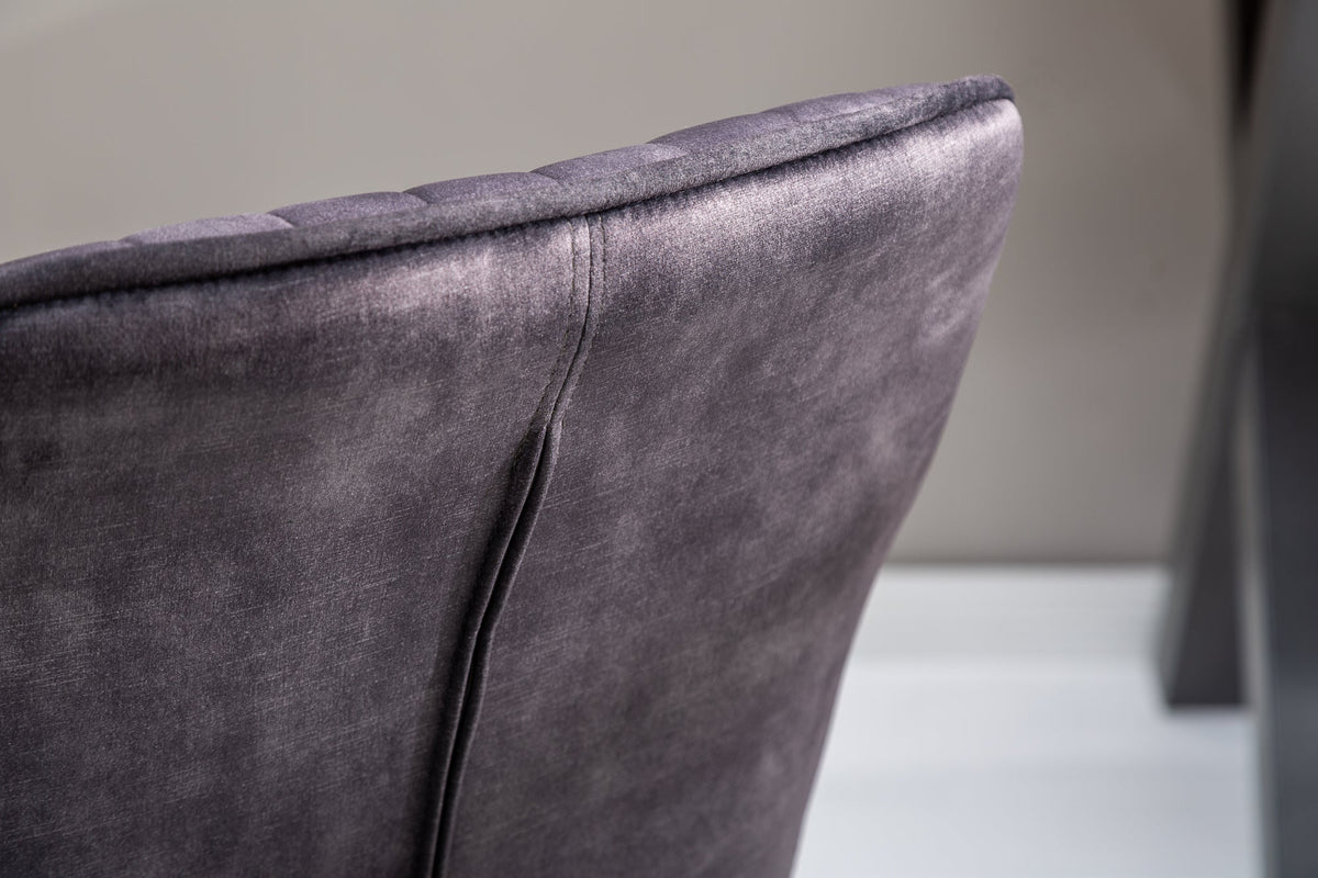 Chaise de bureau réglable en hauteur TURIN velours gris foncé avec accoudoirs chaise pivotante