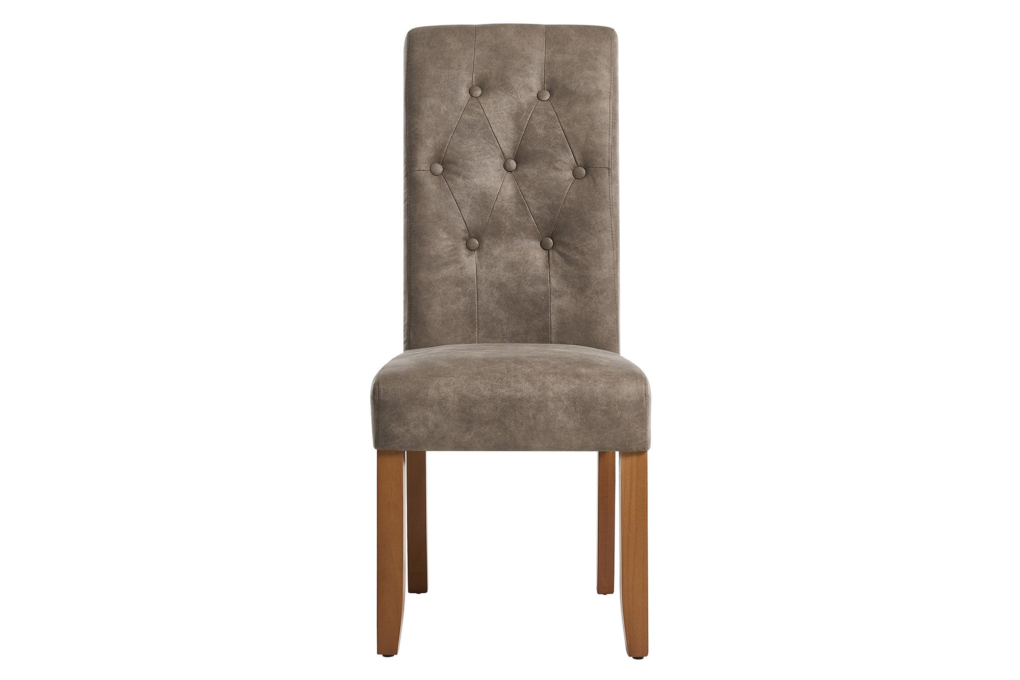 Juego de 2 sillas de diseño CASA de microfibra color topo con botones decorativos y patas de pino macizo