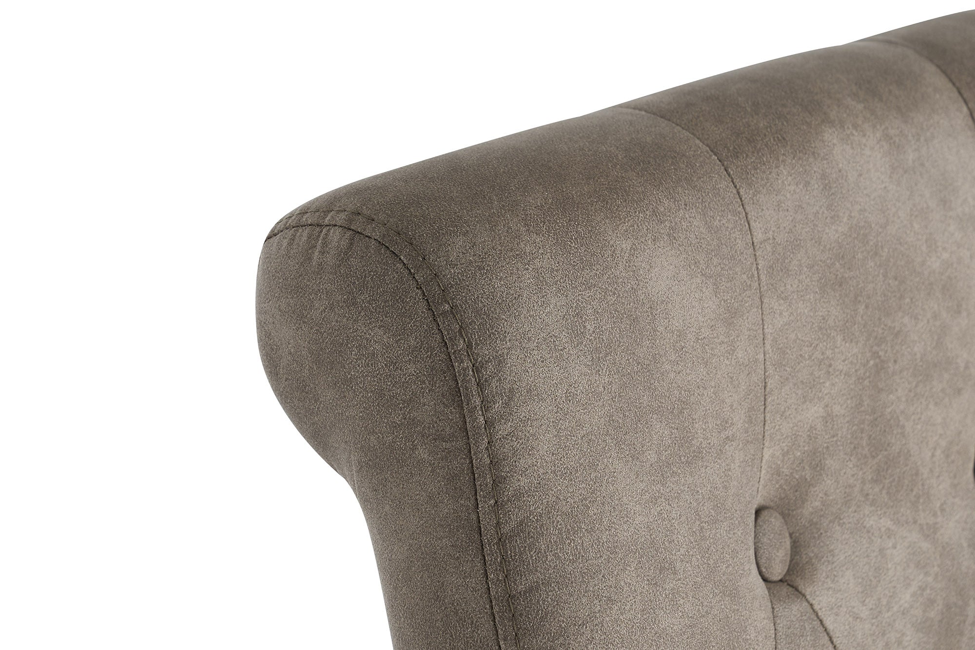 Lot de 2x chaises design CASA en microfibre taupe avec boutons décoratifs et pieds en bois massif de pin