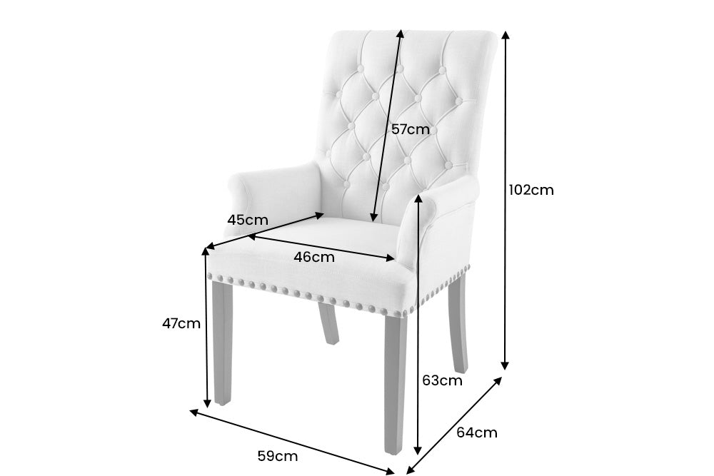 Juego de 2 sillas de diseño CASTLE en tejido texturado beige-negro con patas de madera Chesterfield