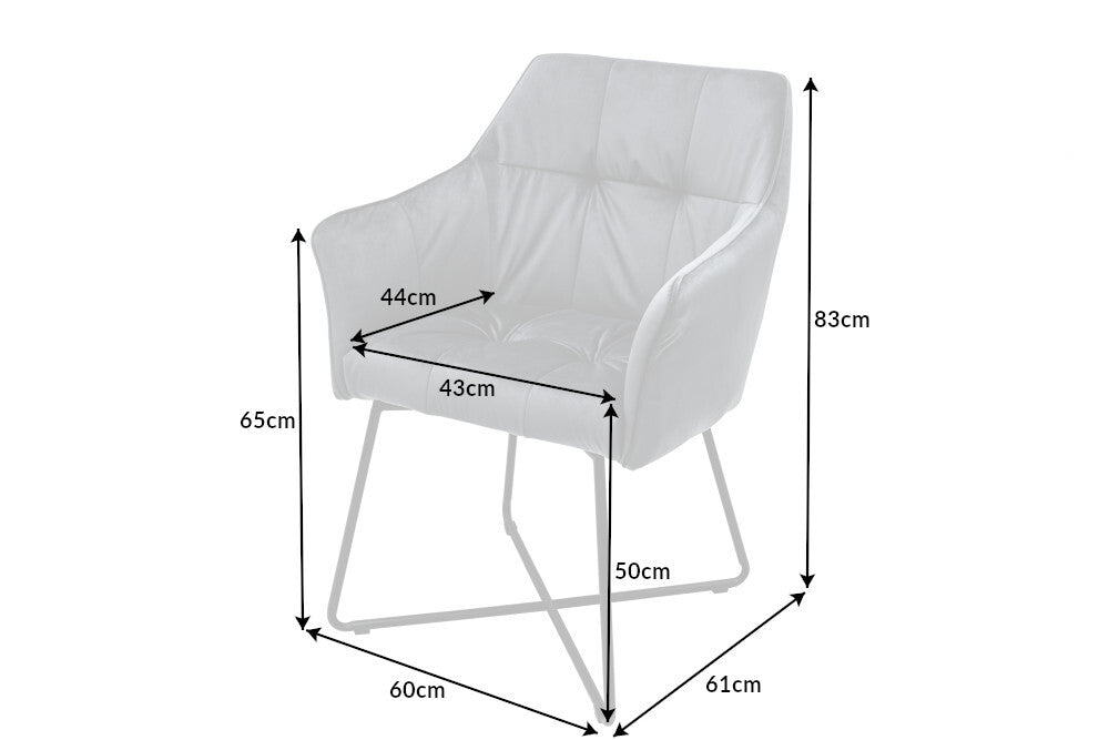 Juego de 2 sillas de diseño exclusivo LOFT en terciopelo gris plateado con reposabrazos