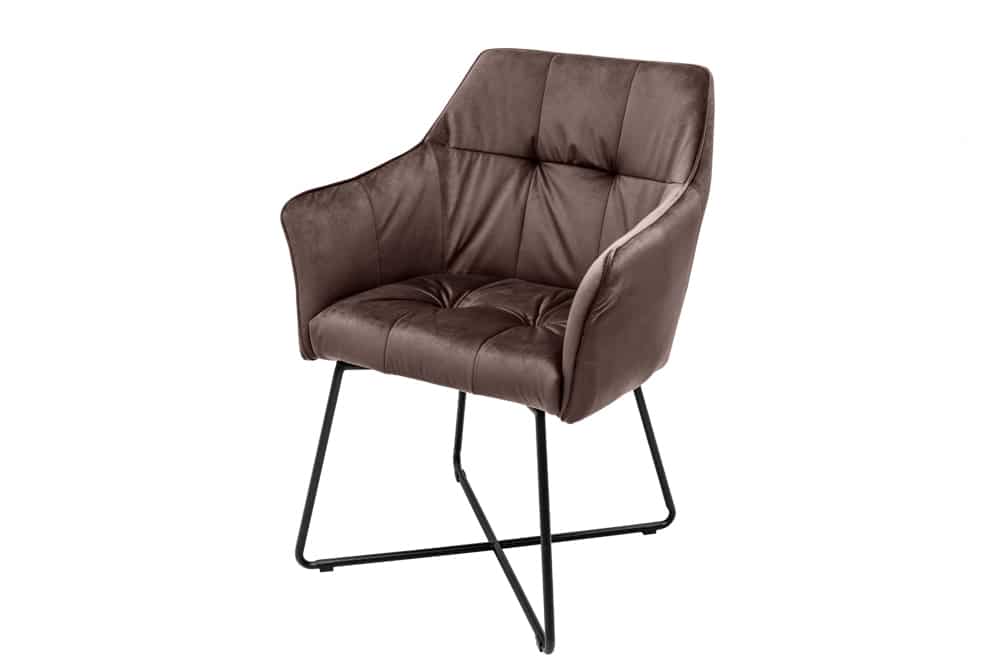 Juego de 2 sillas de diseño exclusivo LOFT de terciopelo marrón topo con reposabrazos