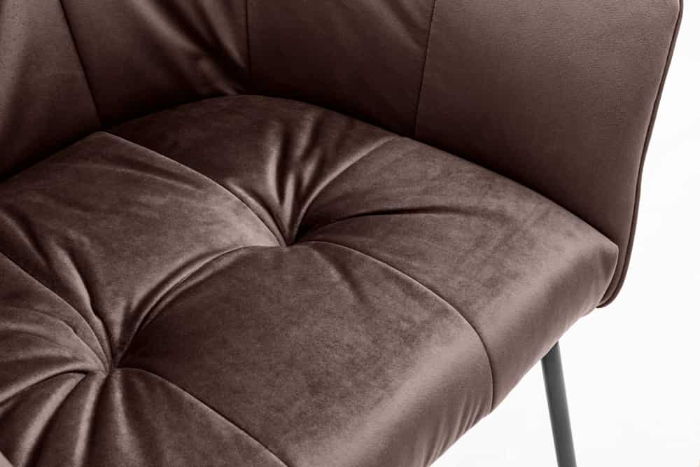 Juego de 2 sillas de diseño exclusivo LOFT de terciopelo marrón topo con reposabrazos