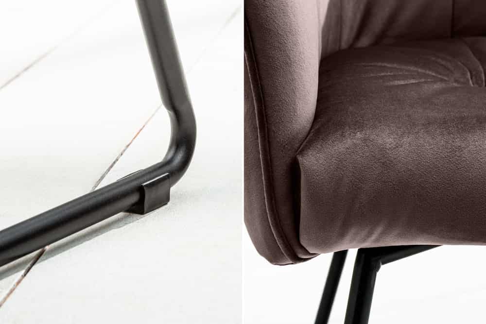 Juego de 2 sillas de diseño exclusivo LOFT de terciopelo marrón topo con reposabrazos