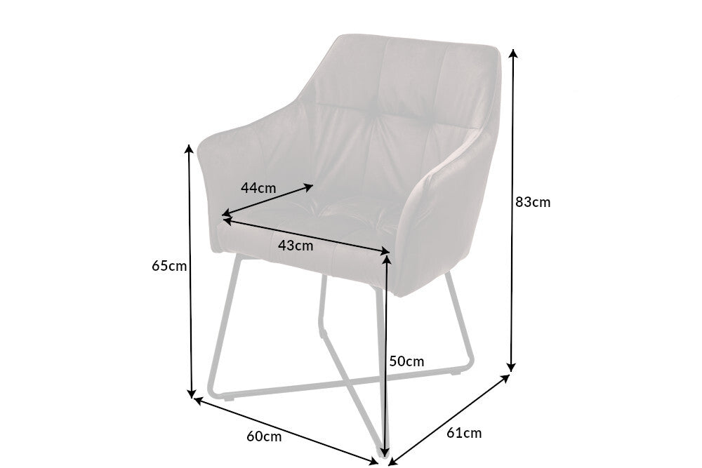 Juego de 2 sillas de diseño exclusivo LOFT de terciopelo marrón topo con reposabrazos