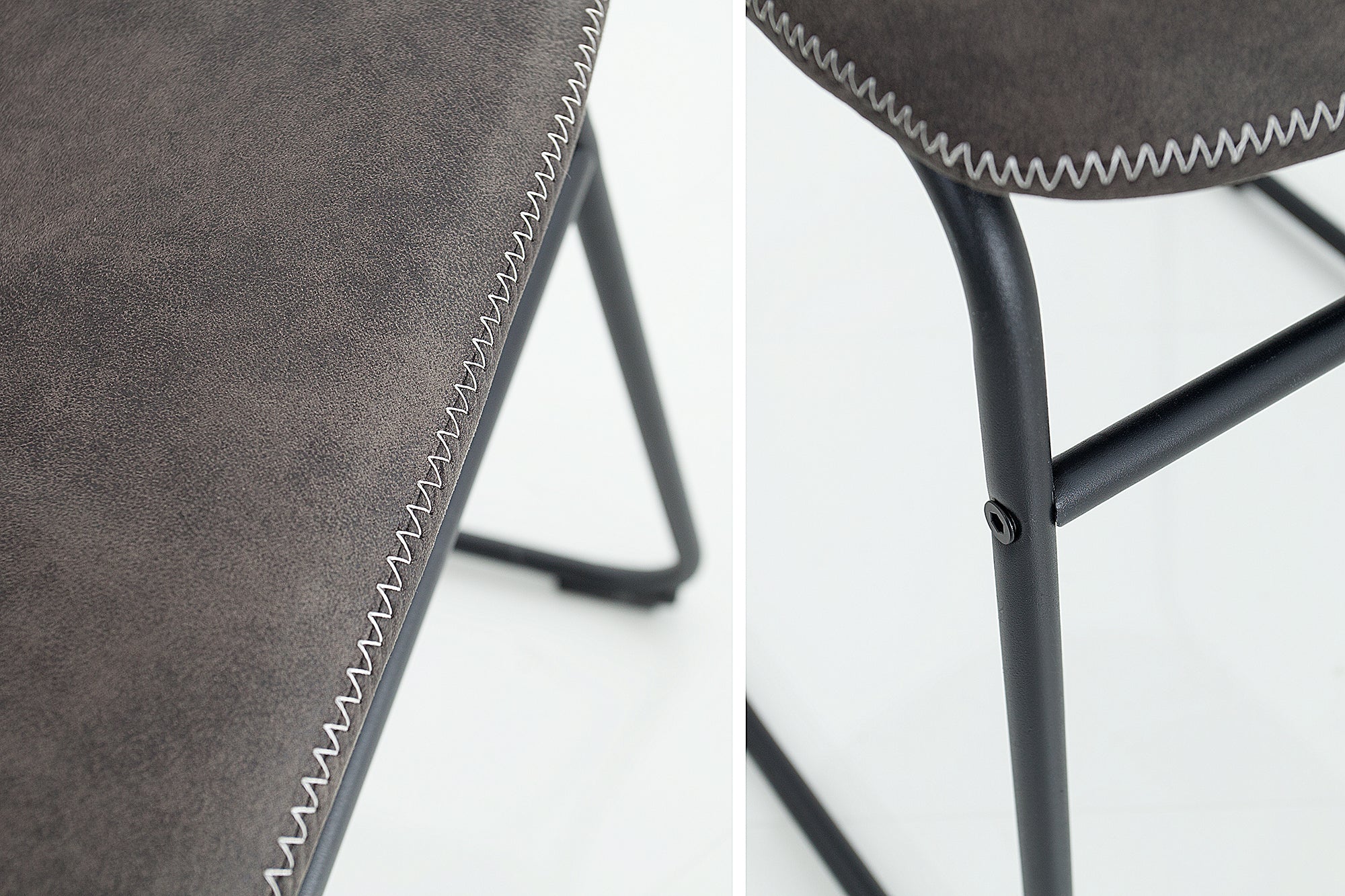 Lote de 2x sillas de diseño industrial DJANGO gris vintage con estructura de hierro