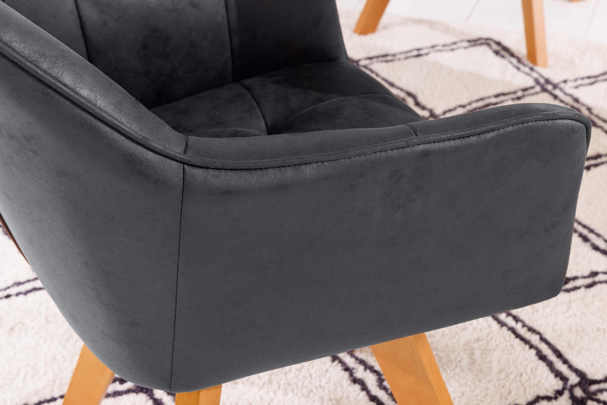 Lote de 2 sillas giratorias LOFT de microfibra gris antiguo de haya maciza con reposabrazos