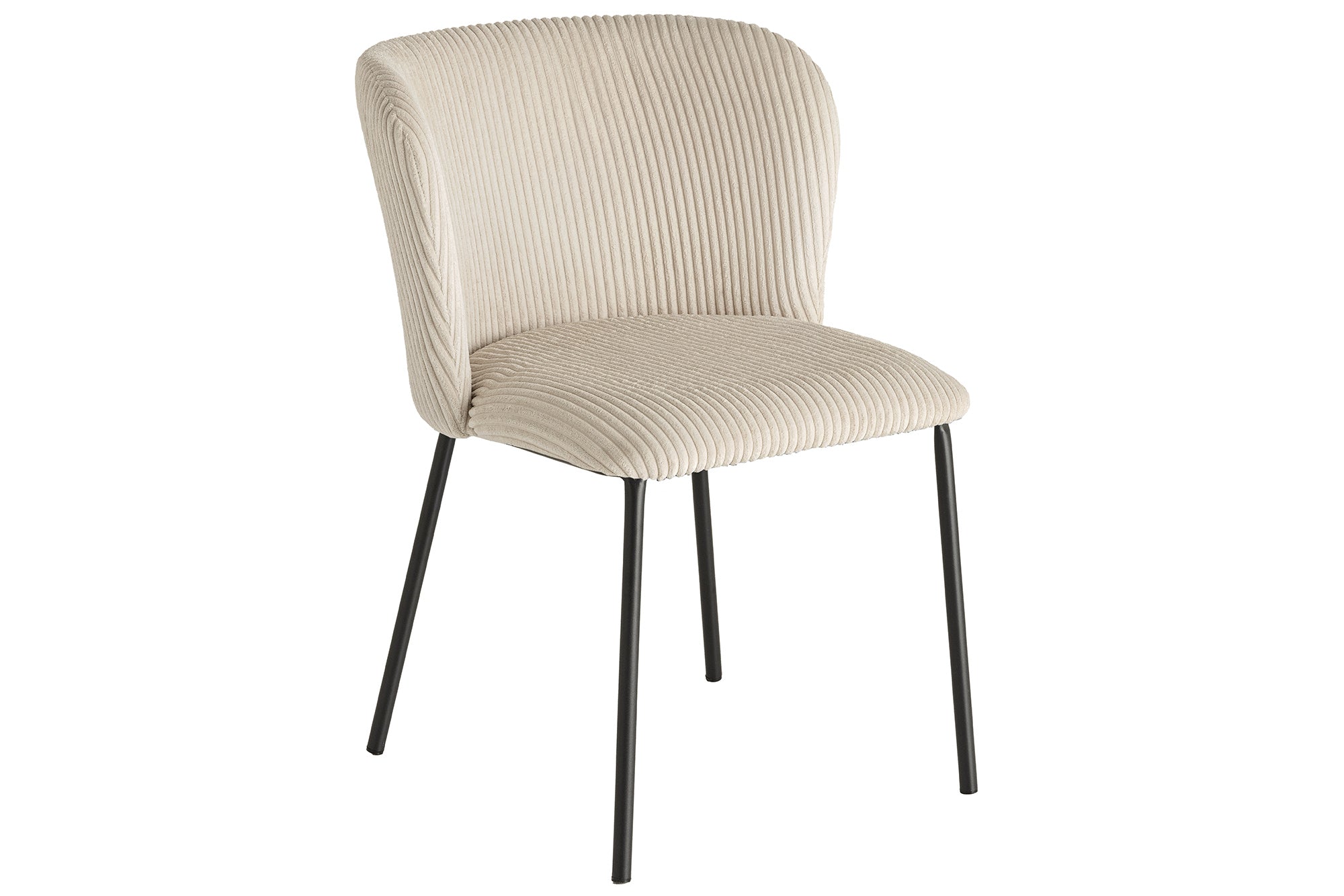 Lote de 2 sillas de pana beige de diseño LYON con patas de metal negro