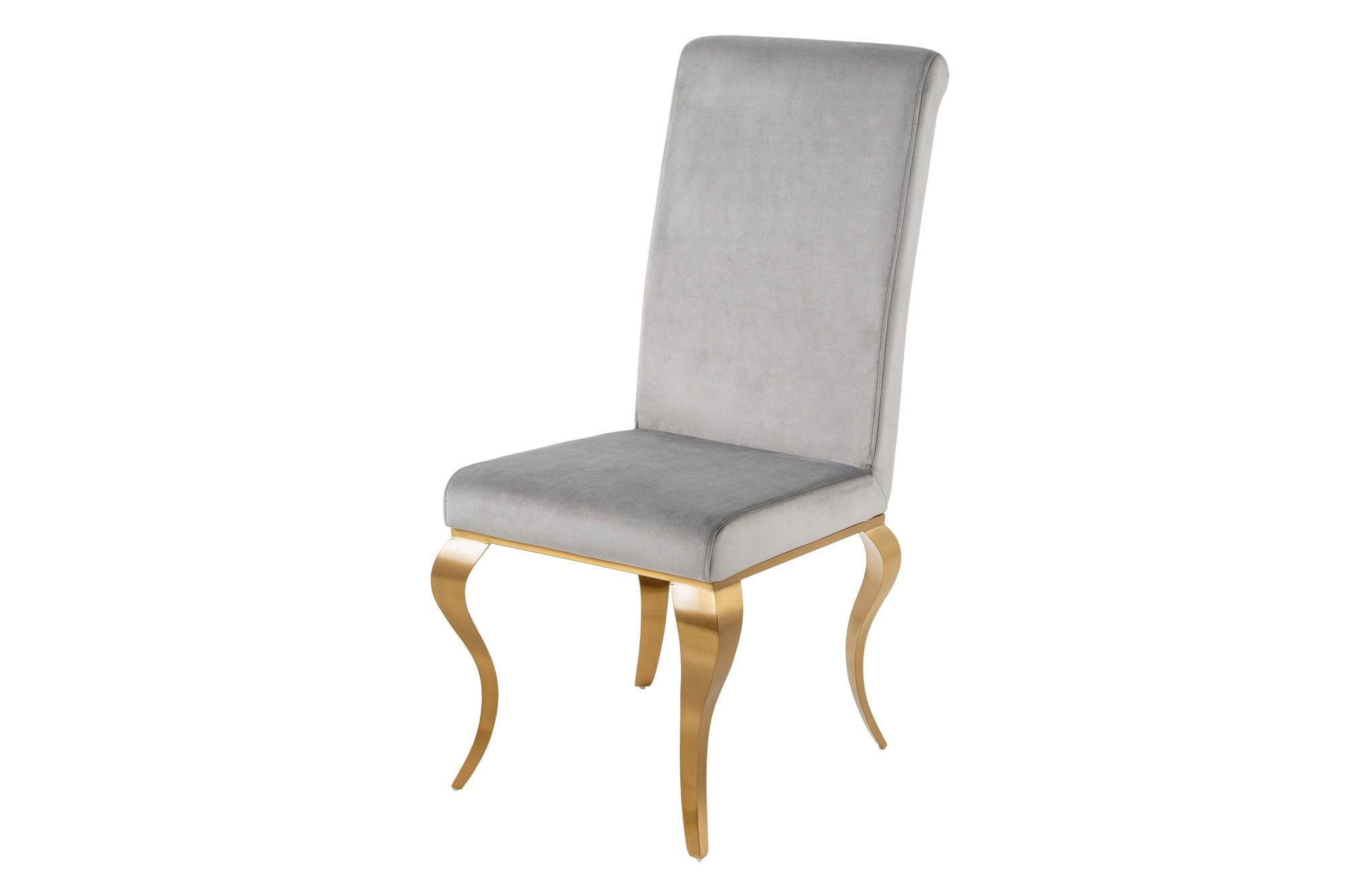 Lote de 2x sillas de diseño MODERNE BAROQUE terciopelo gris con patas doradas