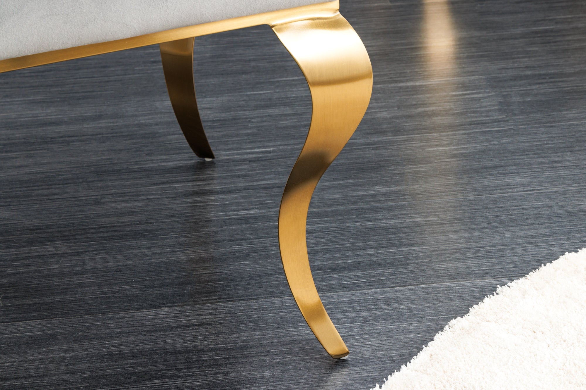 Lote de 2x sillas de diseño MODERNE BAROQUE terciopelo gris con patas doradas