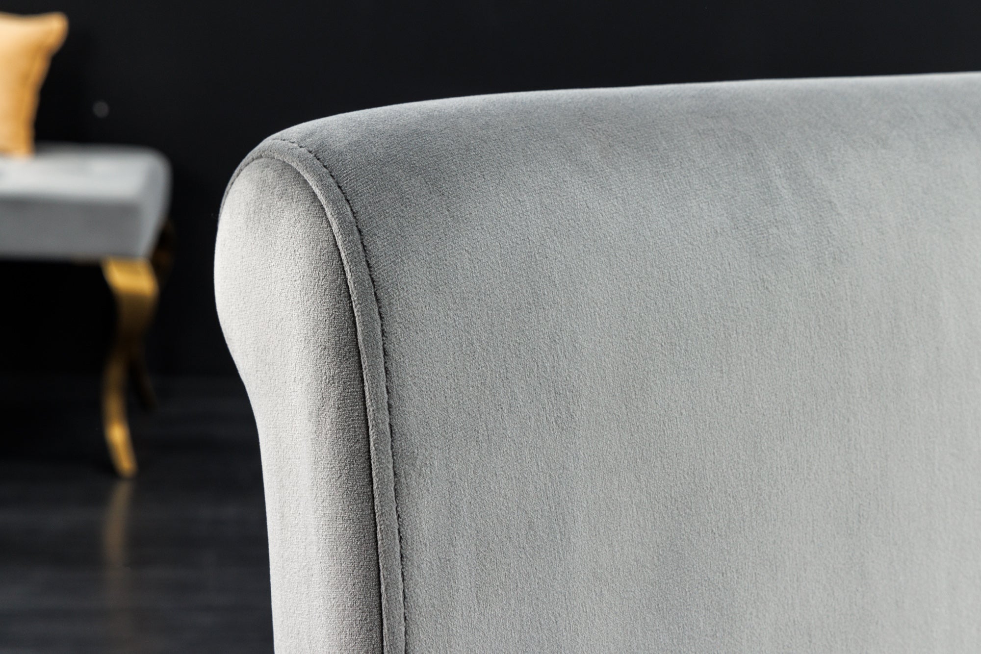 Lote de 2x sillas de diseño MODERNE BAROQUE terciopelo gris con patas doradas