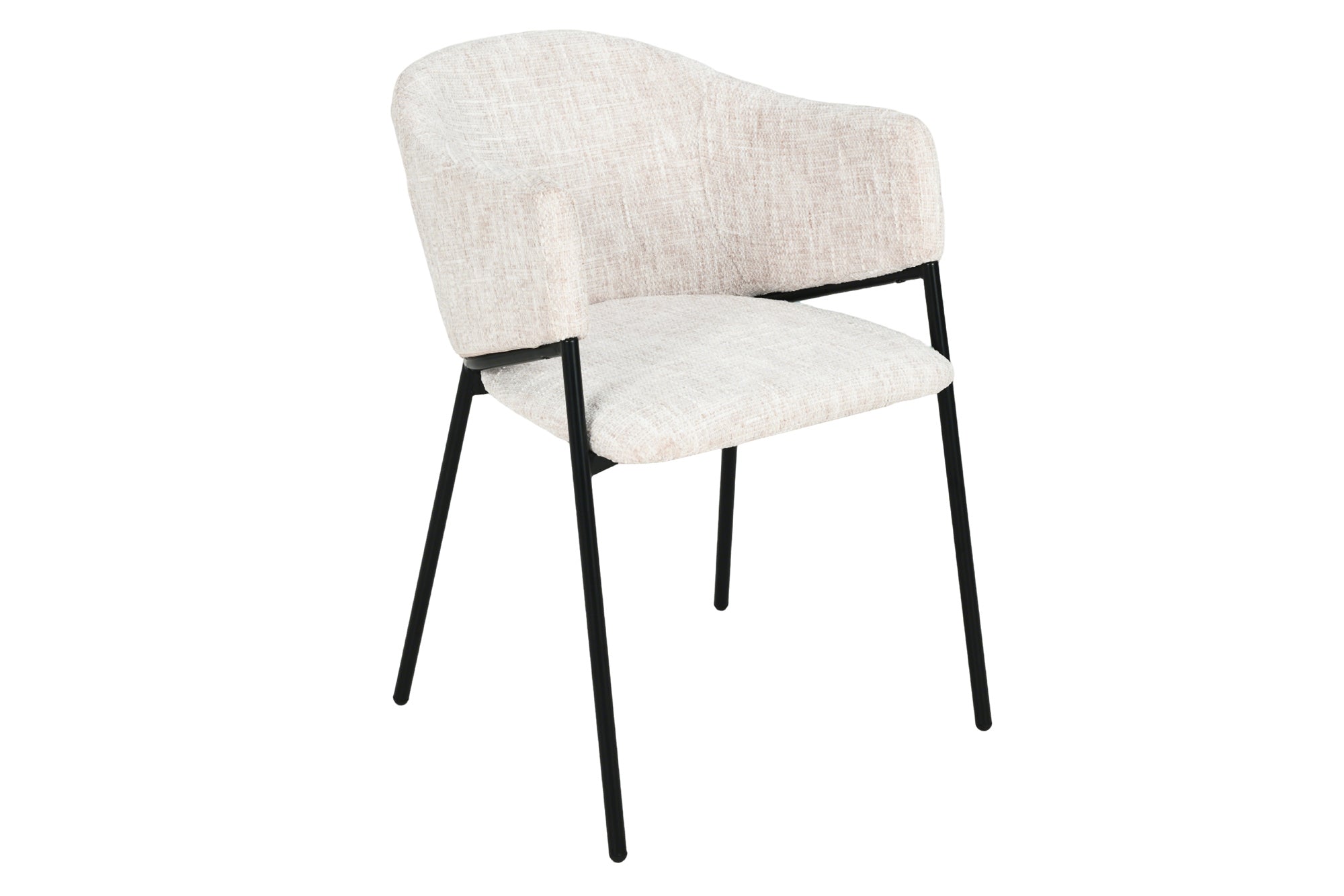 Lote de 2 sillas de chenilla beige de diseño NOBLESSE con estructura de metal negro