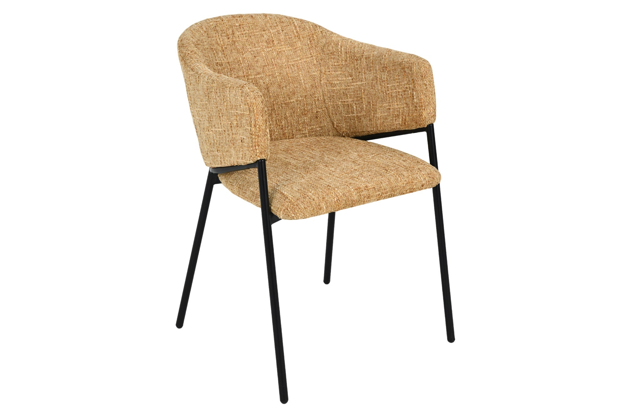 Lote de 2 sillas de diseño NOBLESSE de chenilla amarillo mostaza, estructura de metal negro