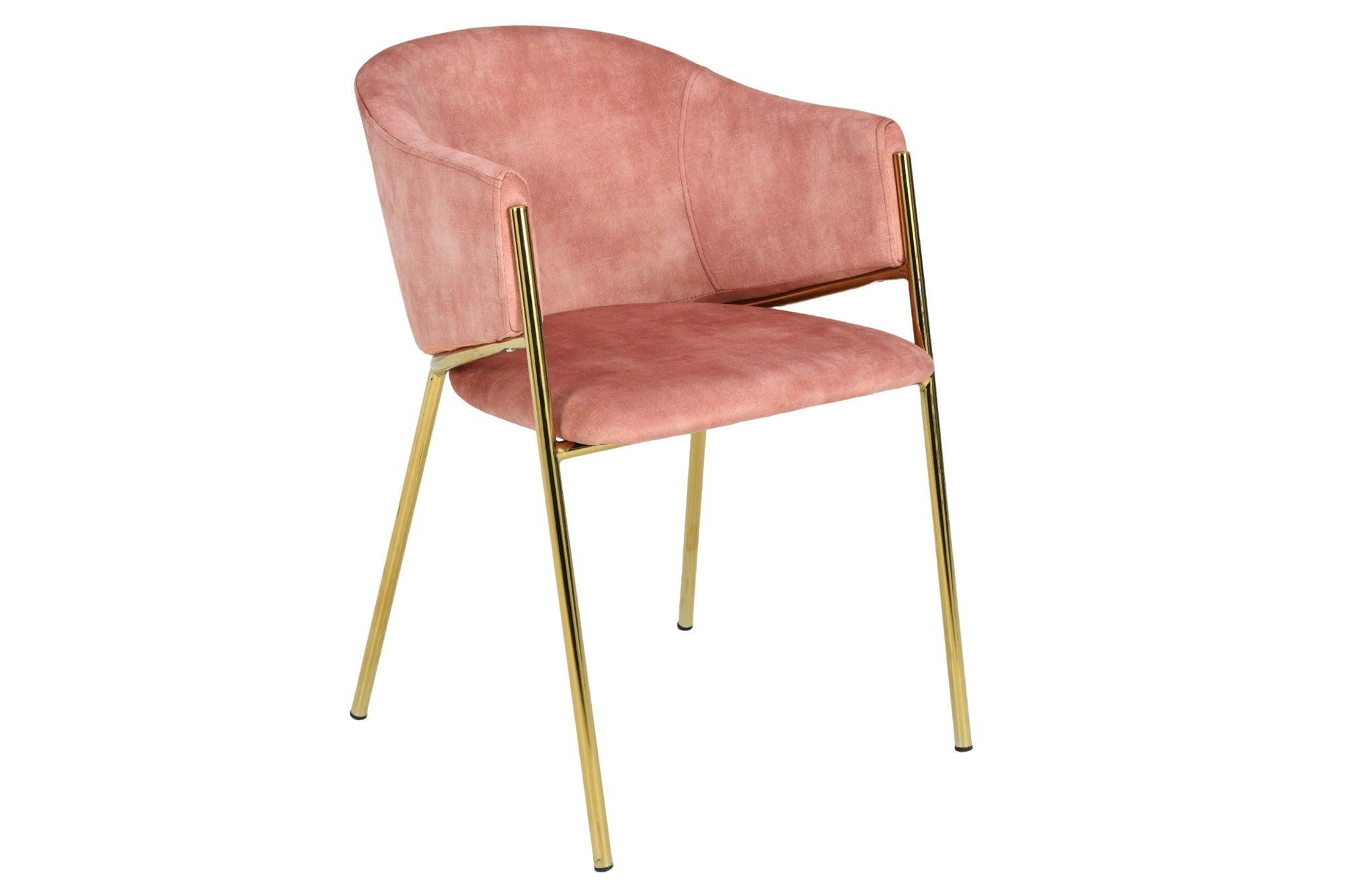 Lot de 2x chaises design NOBLESSE velours rosé structure métal chromé doré look rétro