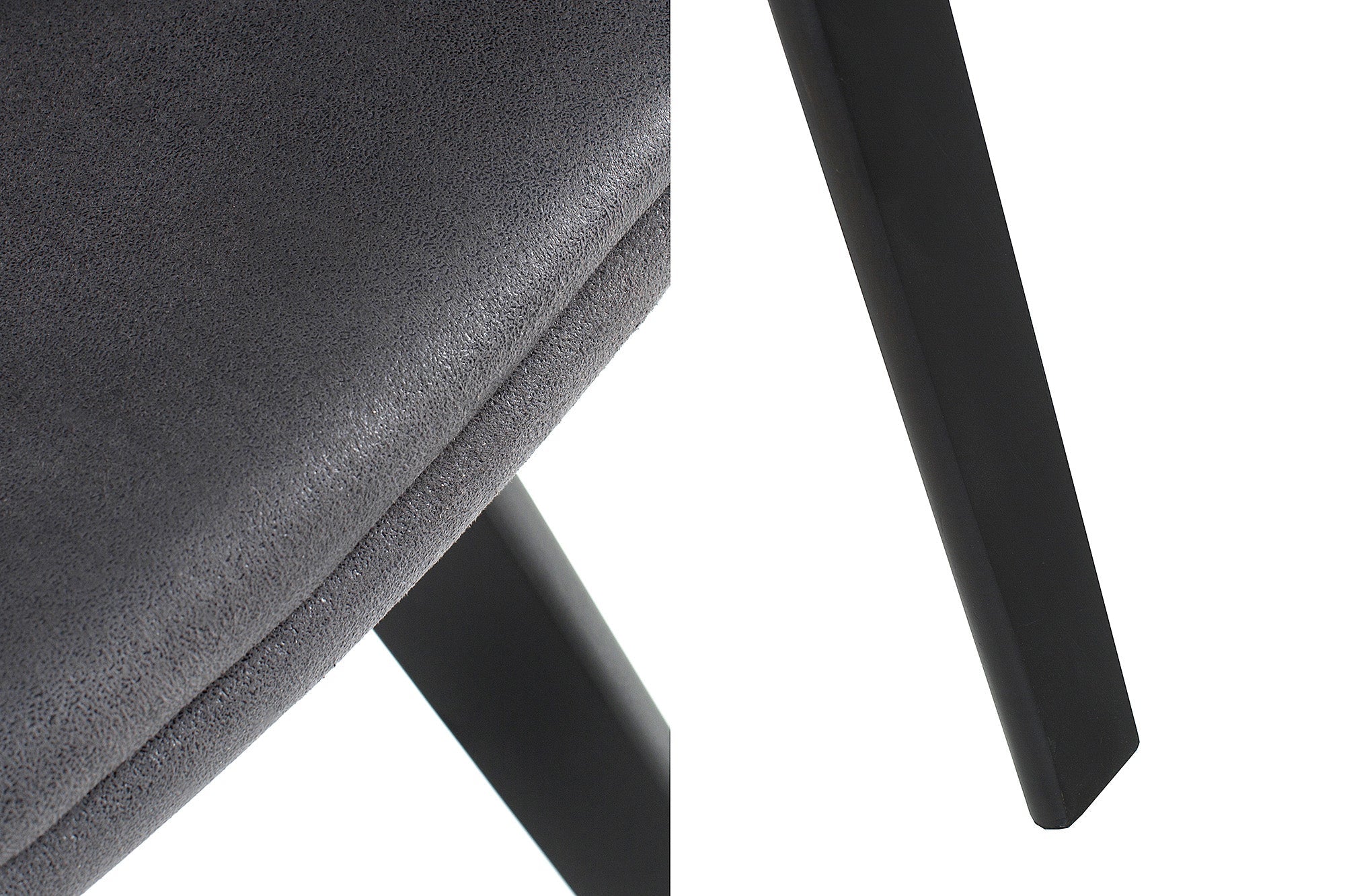 Lote de 2 sillas de diseño NORDIC STAR de madera maciza y tela gris texturizada con reposabrazos tapizados