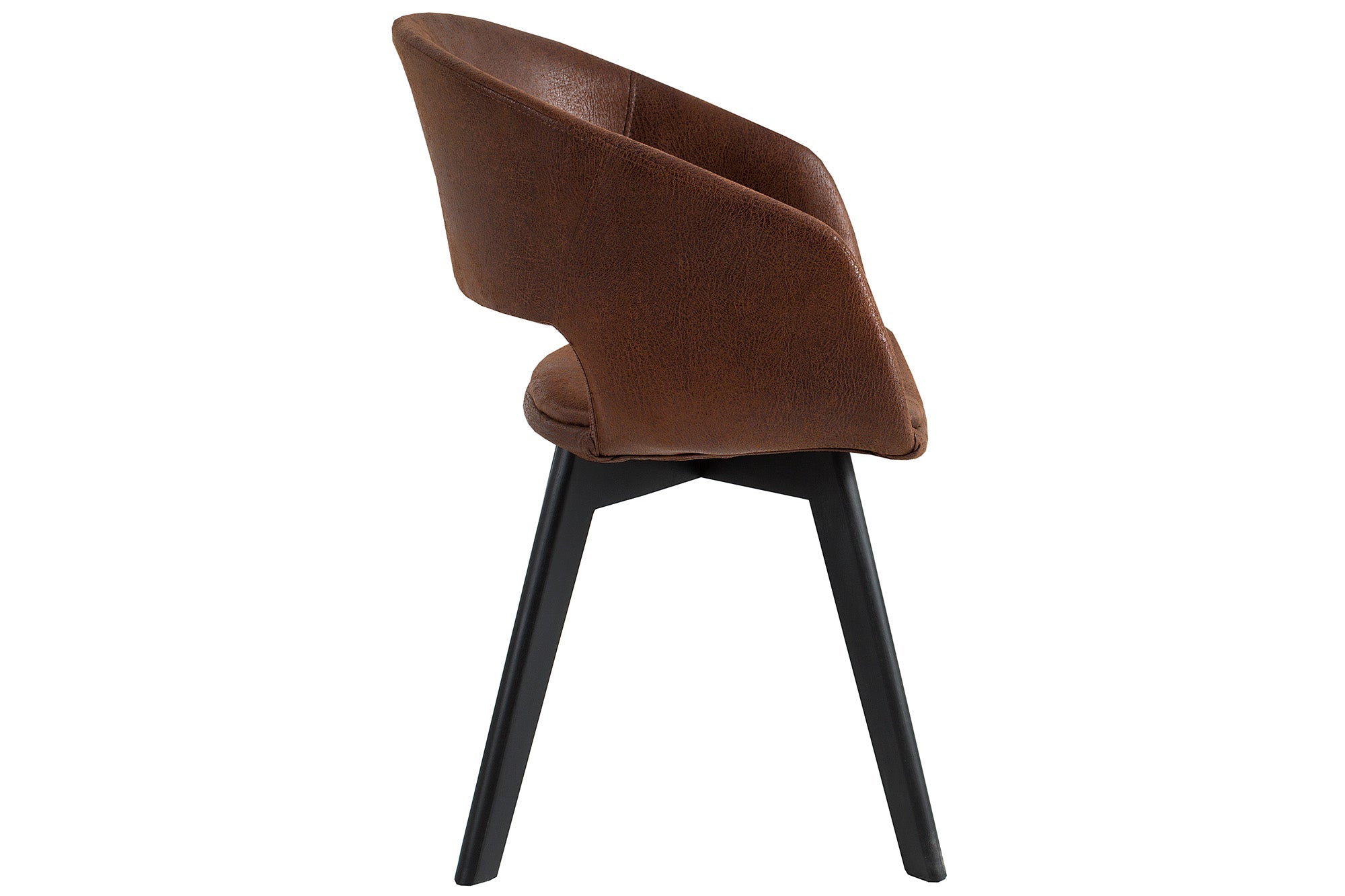 Juego de 2 sillas de diseño NORDIC STAR de madera maciza de microfibra marrón antiguo con tapicería y reposabrazos negros