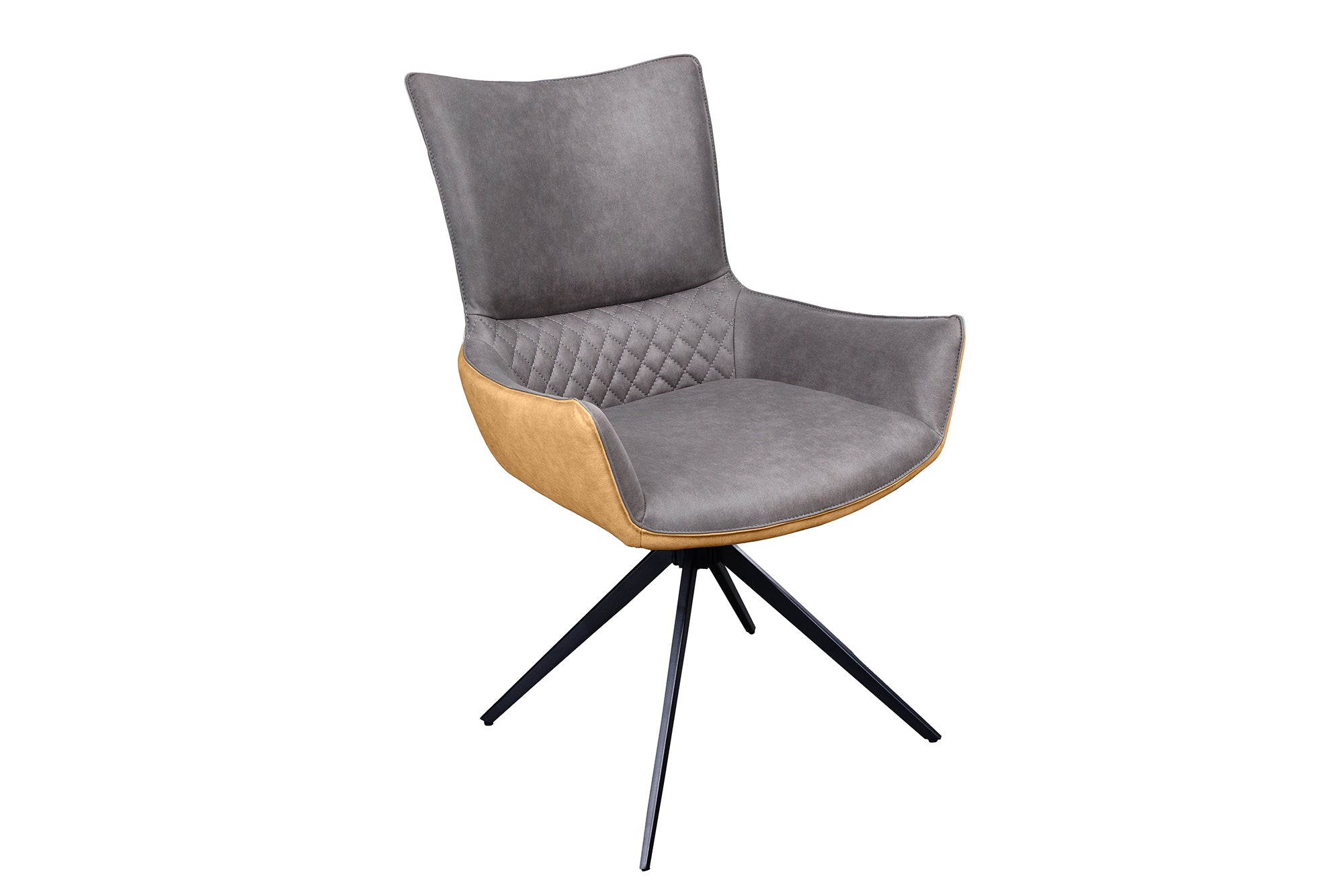Lote de 2x sillas giratorias de diseño ALPINE gris marrón negro patas metal apoyabrazos