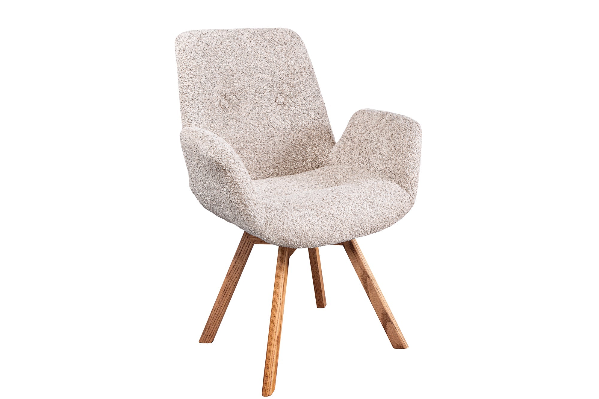 Lote de 2 sillas giratorias BALTIC de roble macizo beige con patas y reposabrazos de roble natural rizado