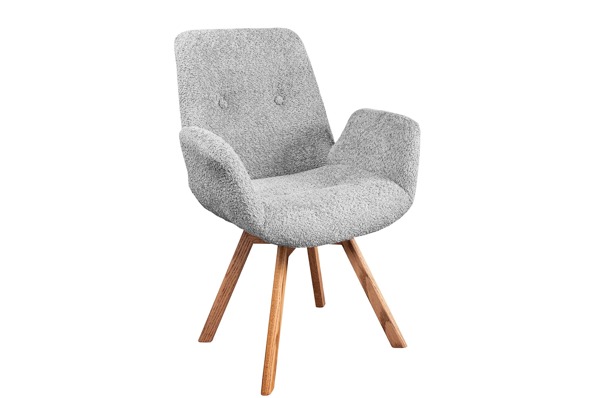 Lote de 2 sillas giratorias de diseño gris BALTIC con patas y reposabrazos de roble natural macizo