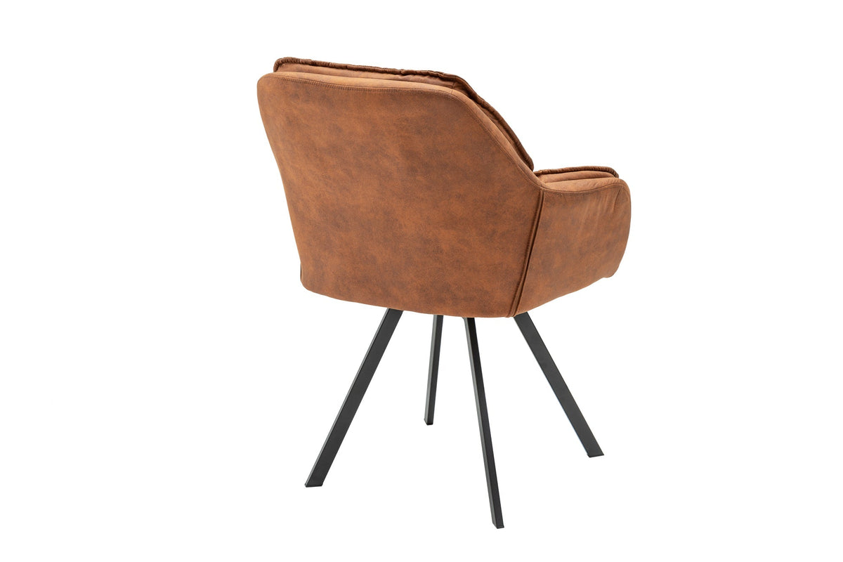 Chaise design pivotante MR. LOUNGER brun clair microfibre avec accoudoir métal noir