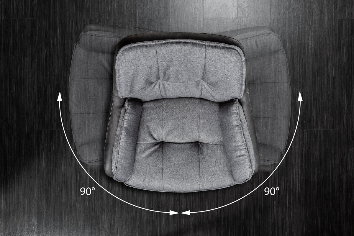 Chaise design pivotante MR. LOUNGER gris anthracite microfibre tissu plat avec accoudoir