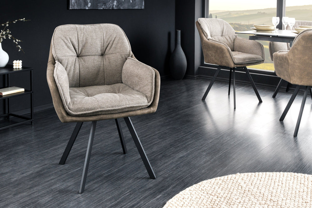 Chaise design pivotante MR. LOUNGER vintage taupe microfibre avec accoudoir