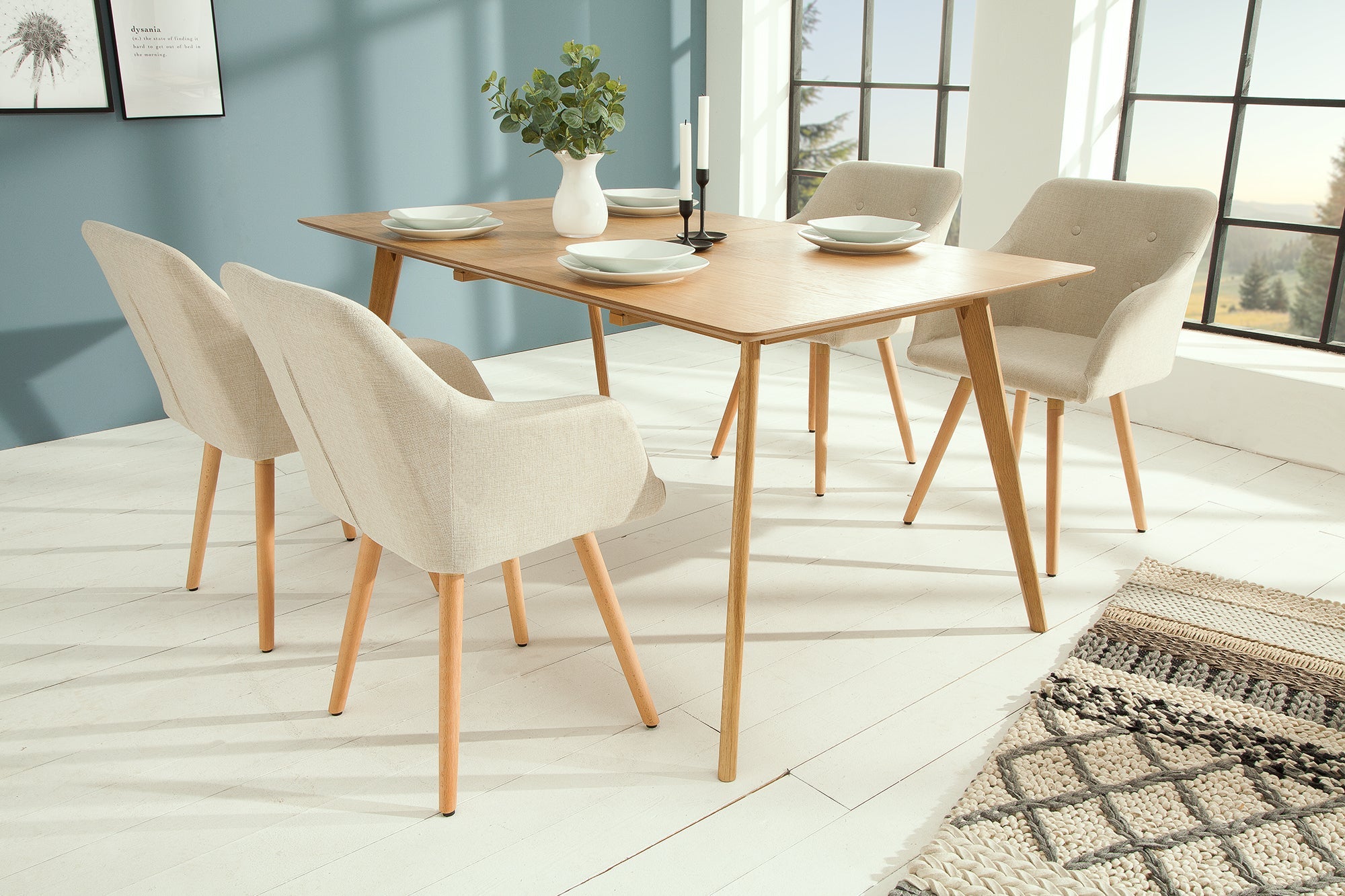 Lote de 2x SCANDINAVIA MEISTERSTÜCK sillas de diseño retro beige con reposabrazos