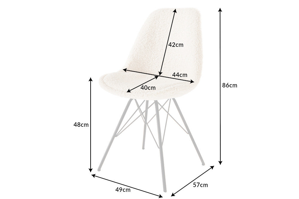 Juego de 2 sillas SCANDINAVIA MEISTERSTÜCK de diseño crema con patas rizadas de metal negro