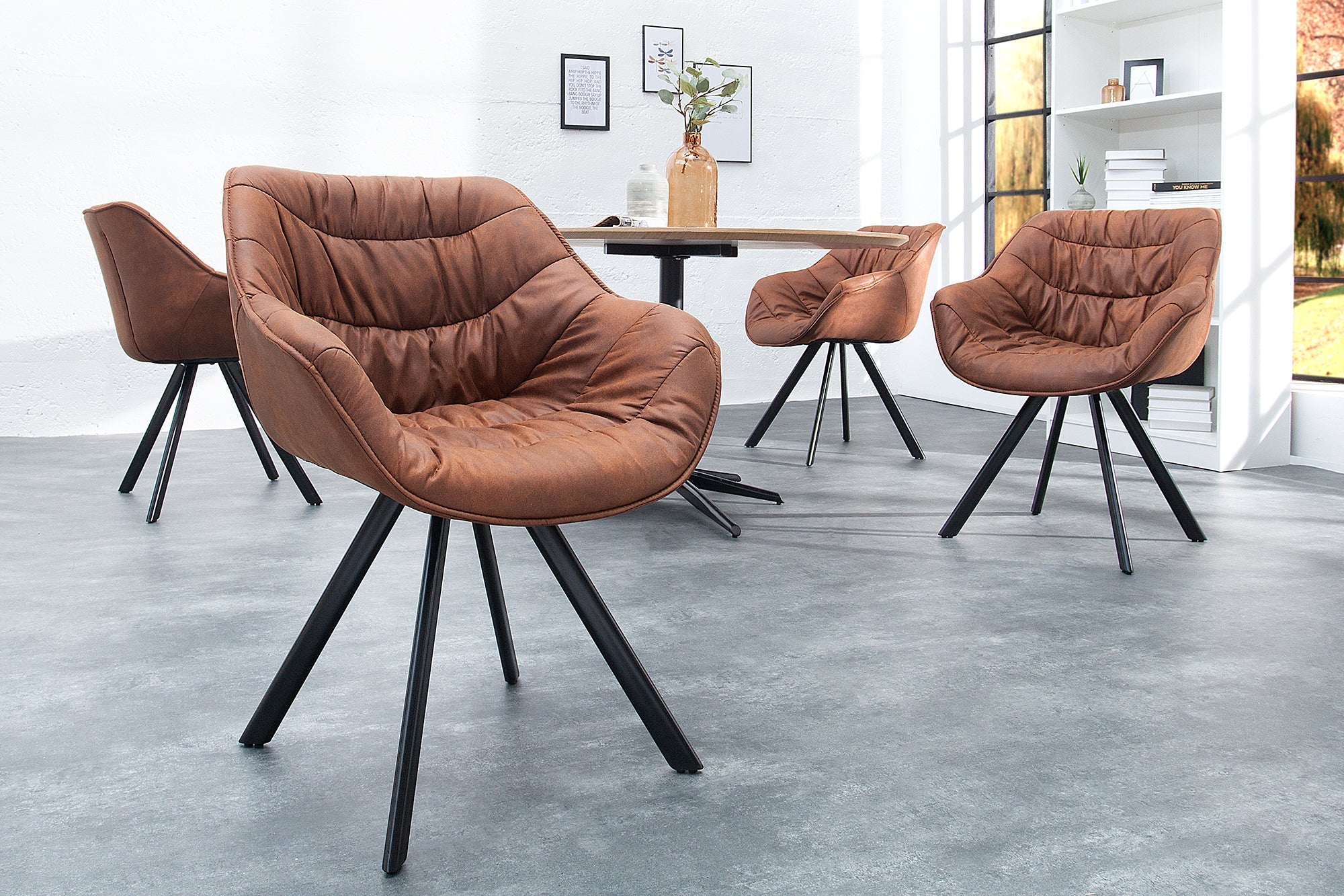 THE DUTCH COMFORT silla de diseño marrón antiguo de estilo retro con reposabrazos