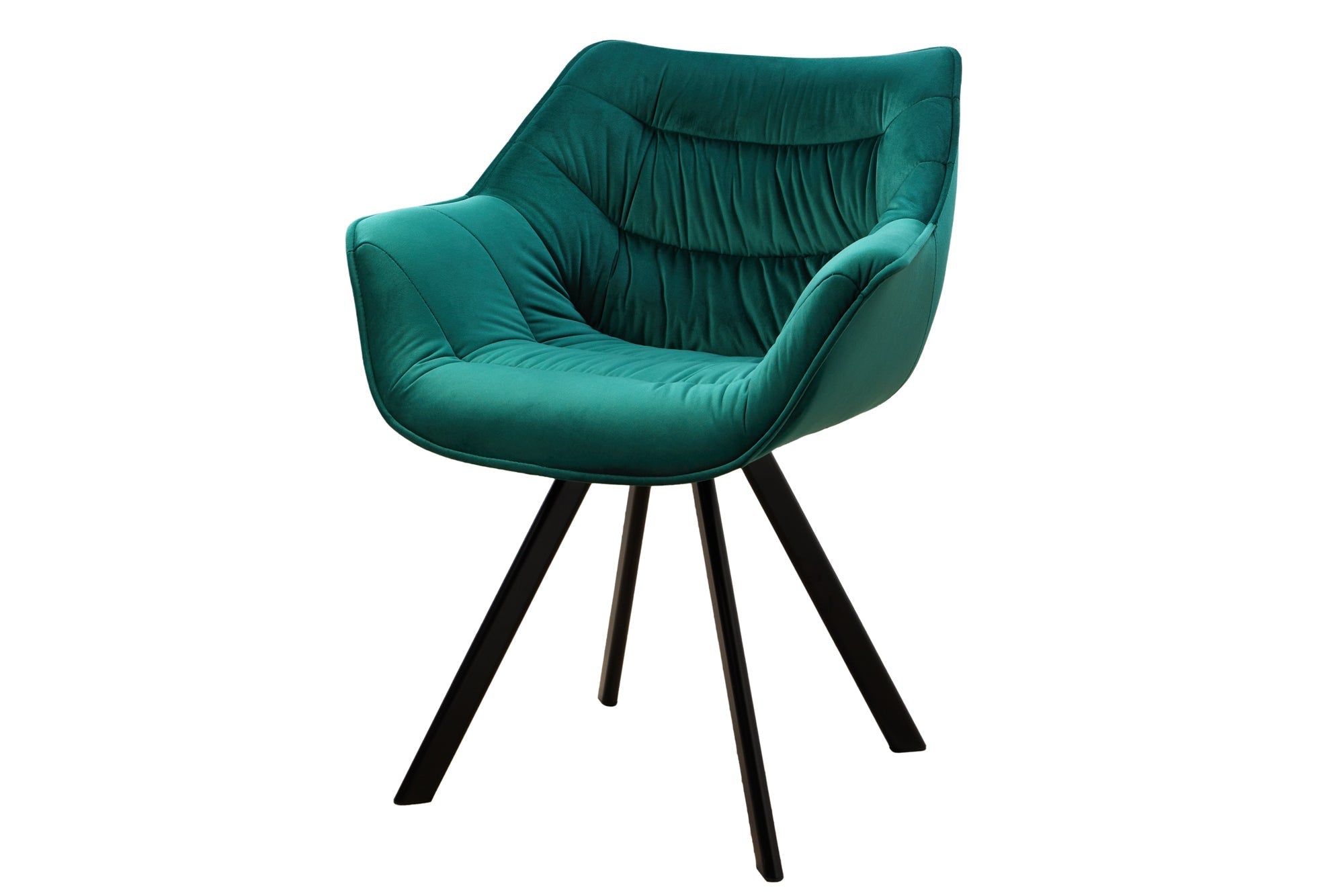 Chaise design THE DUTCH COMFORT vert émeraude velours style rétro avec accoudoirs