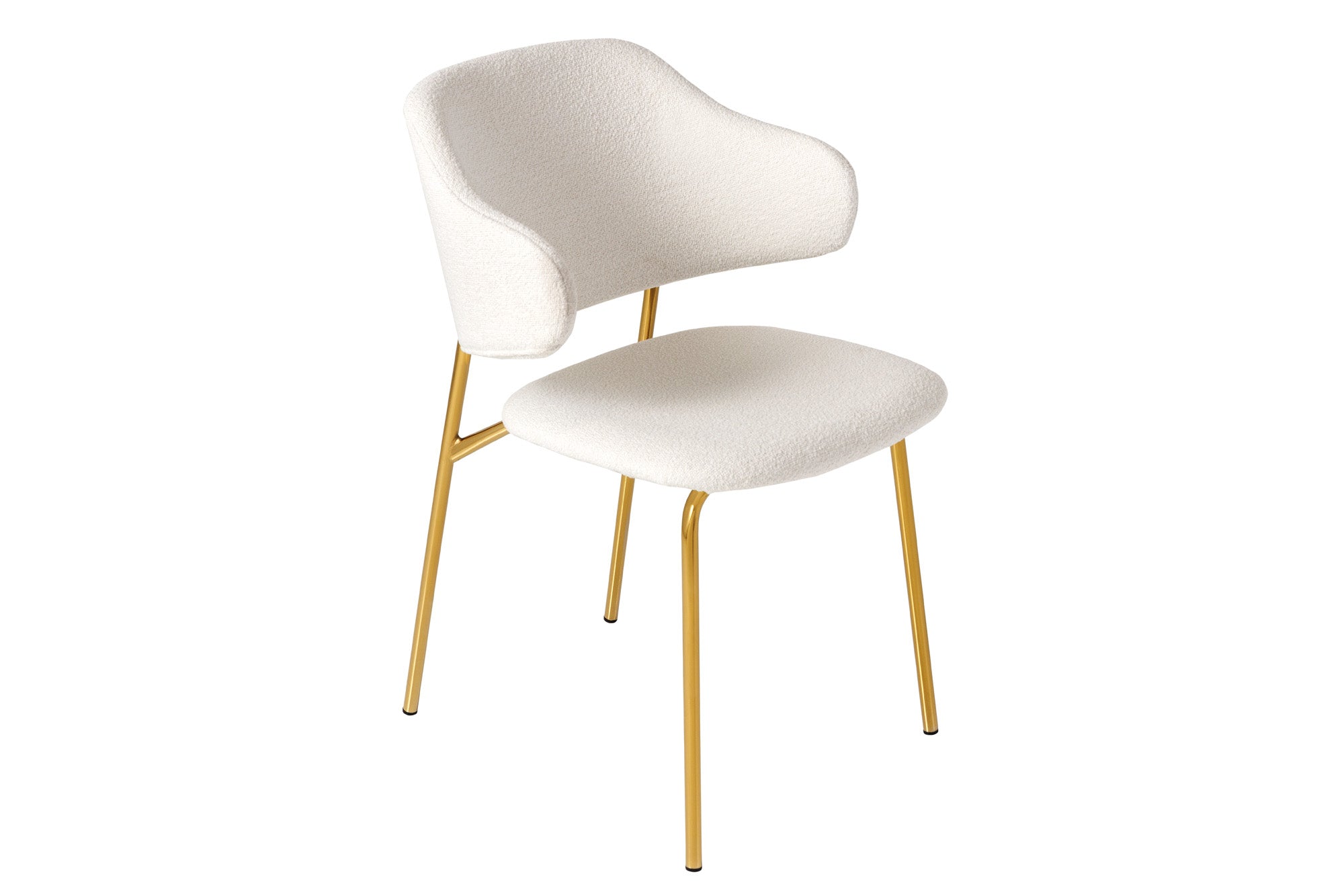 Lote de 2 sillas blancas de diseño VOGUE con patas rizadas de metal dorado