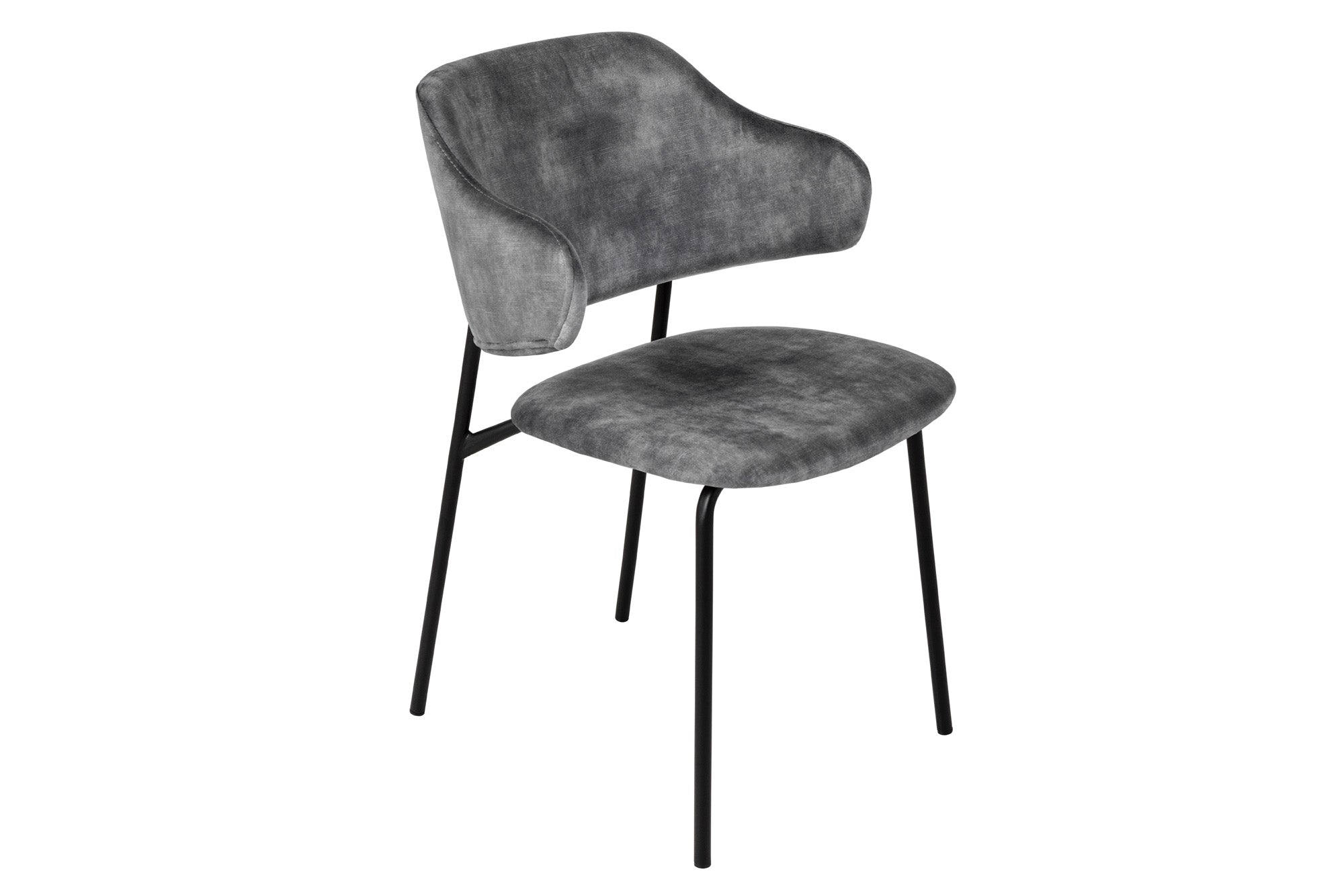 Lote de 2x sillas de diseño VOGUE terciopelo gris patas de metal negro